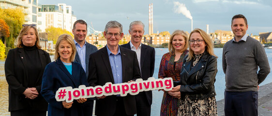 Launching their new partner programme, basis.point, HSBC and Foróige celebrate joined-up-giving [L-R] Edel O'Malley (basis.point), Eimear Cowhey (independent director), Ronnie Griffin (HSBC), Sean Campbell (Foróige), John Weedle (HSBC), Karen Hannify (Foróige), Helen Godsil (HSBC) and Paul Heffernan (HSBC).