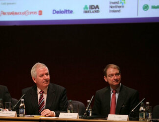 Charlie McCreevy and Paul Atkins, speaking at a <i>Finance Dublin</i> conference in Dublin Castle in 2007