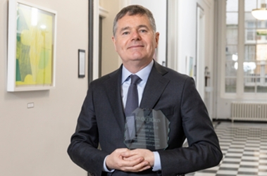Award winner: Ireland's Minister for Finance, Paschal Donohoe, recipient of one of this year's Finance Dublin Deals of the Year Awards, which marks the historic achievement of Irish Governments over the past decade in reducing the leverage of the economy, and for legal reforms in improving the marketability of Irish sovereign debt.