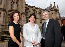 (L-R): Professor Deirdre Heenan, Provost and Dean of Academic Development for the University of Ulster, Magee, Enterprise Minister Arlene Foster and Padraig Canavan, CEO, Singularity.