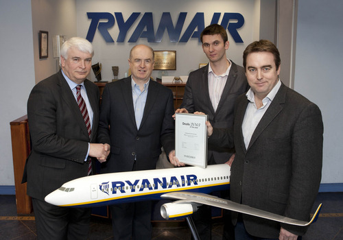 (L-R) Ken O'Brien, editor, Finance Dublin; Howard Millar, Deputy CEO and CFO, Ryanair; John O'Flynn, Treasury Manager, Ryanair; and James Dempsey, Treasurer, Ryanair.