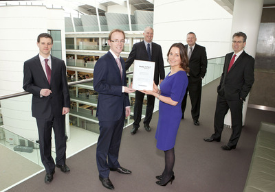 The AIB Corporate Banking team, who worked on the ICG deal (L-R) Conor Morgan, Diarmuid O'Neill, Eoghan O'Neill, Rosemary Wilson, Simon Scroope and Aodhan Hobb.