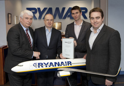 (L-R) Ken O'Brien, editor, Finance Dublin; Howard Millar, Deputy CEO and CFO, Ryanair; John O'Flynn, Treasury Manager, Ryanair; and Jimmy Dempsey, Treasurer, Ryanair.