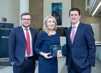 L to R: Ollie Conneely; Manager, Bank of Ireland Corporate Banking, Regina Walsh; Associate Director, Bank of Ireland Corporate Banking, Maurice Healy; Director, Bank of Ireland Corporate Banking