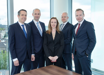 [L-R]: Keith Jordan, Head of Structured Products; Owen Neary, Head of Global Markets Direct, & Origination; Kerrianne Waldron, Product Development Manager; Mark Caffrey, Head of Investment Development; Martin Kindregan, Head of Institutional Sales of Bank of Ireland.