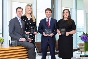 Matheson's Stuart Kennedy, Michelle Daly, Kevin Smith, Yvonne McWeeney pictured with a number of the firm's awards in the aviation finance category.