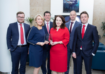 [L-R]: Ollie Connolly, Manager; Regina Walsh, Associate Director; Maurice Healy, Director of Bank of Ireland Corporate Banking, Siobhan Taaffe, Finance Director; Tom Mc Keon, Senior Financial Planning Manager of Uniphar; Jamie McConnell, Director of Capnua Corporate Finance.